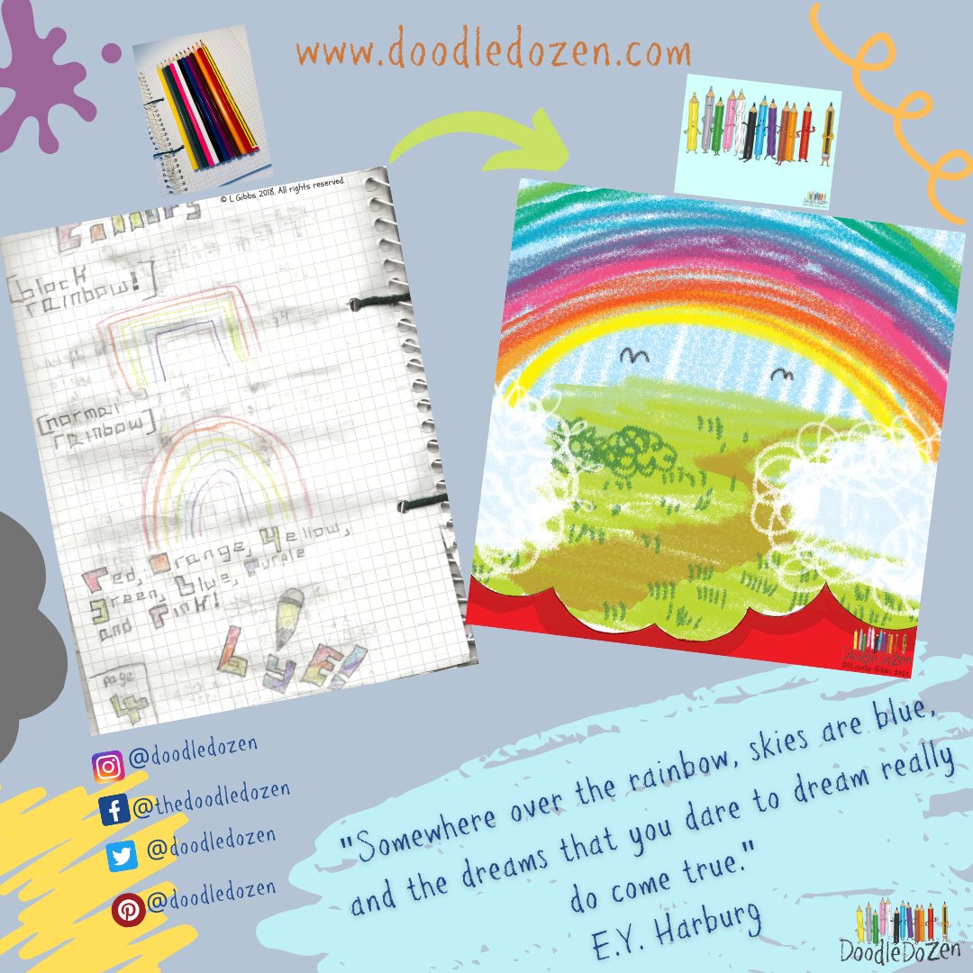 doodledozen's tweet photo. In these strange times, we must keep hope and faith alive.  Rainbows are wonderful reminders of this.  Our little ones are our inspiration for the future so with that in mind our future is ALWAYS bright! "Keep dreaming, keep believing and keep doodling!" - Michelle Gibbs (author) https://t.co/Ao5SBHZdrH