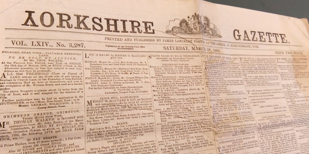 We love this quirky edition of the Yorkshire Gazette in 1882, and have to show it for week Y of #ArchiveZ. We hold a wide range of this and other historic #NorthYorkshire newspapers #ExploreYourArchive https://t.co/vpFFhwqJtg