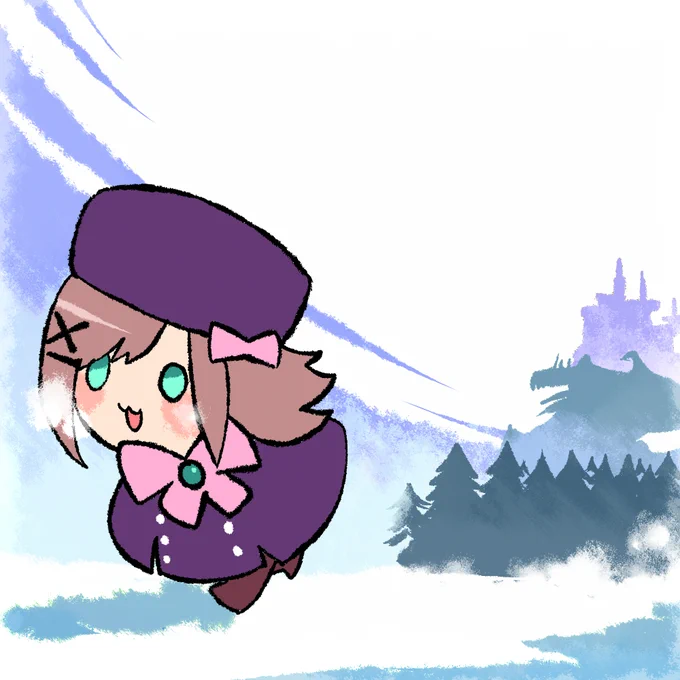 リクより「雪に喜び庭駆け回る鈴原さん」です #るるのアトリエ 