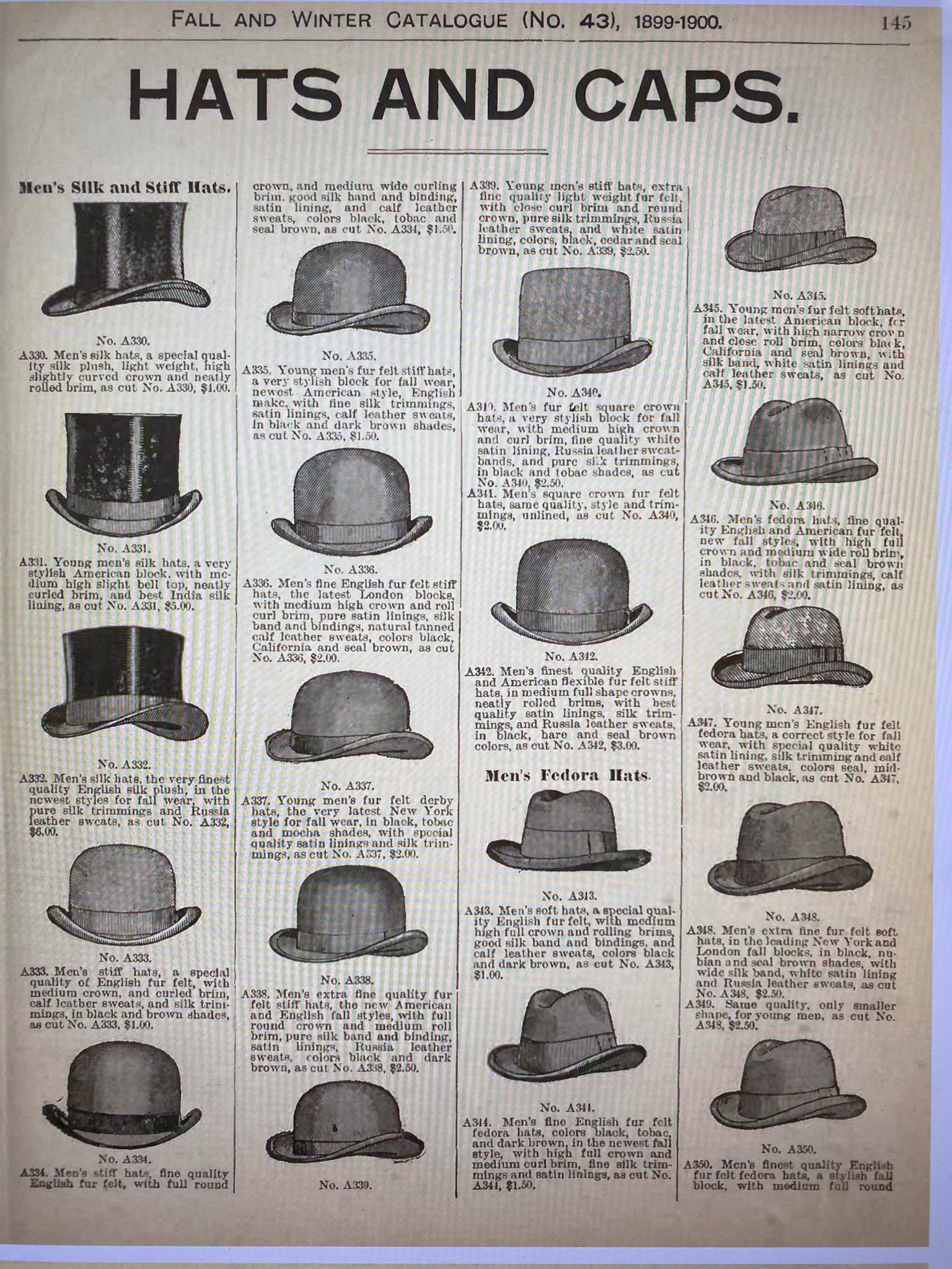 Fine mens store hats