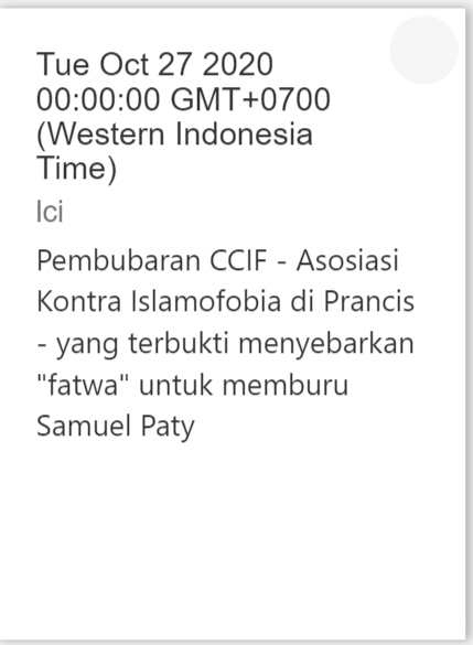 Menindaklanjuti pernyataan  @faureolivier ada bbrp asosiasi dan organisasi akhirnya dibubarkan, antara lain CCIF (Asosiasi Kontra Islamofobia) - yg ditokohi adiknya Tariq Ramadan, dan Baraka City, selain Yayasan yg diketuai oleh Abdelhakim Sefrioui.