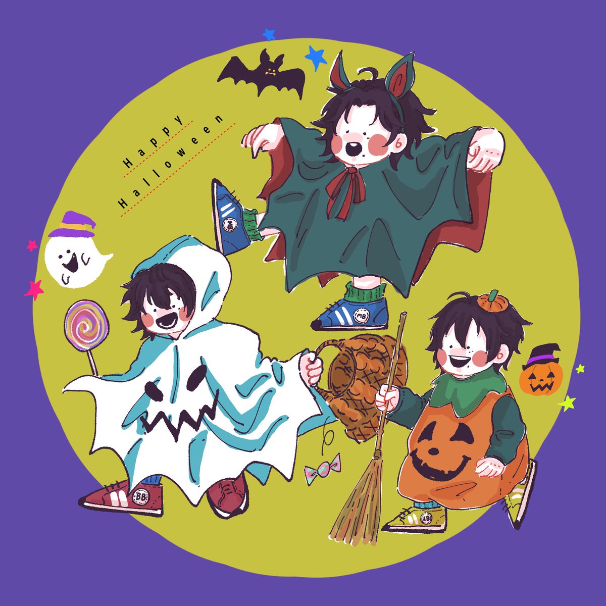 candy food multiple boys halloween broom black hair ghost  illustration images