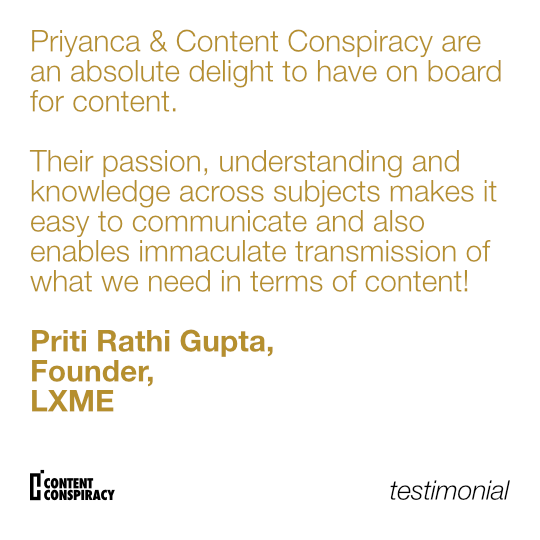 conconspeak's tweet photo. #testimonial

Glowing words from @PritiRathiGupta, Founder, @LXMEofficial and Exec Dir &amp; Promoter, Anand Rathi Commodities Ltd. Read the LXME case study https://t.co/ruN0Dya5HE

#testimonials #ClientSpeak #kindwords #endorsement #happycustomer #workshopdesign #blogs https://t.co/TNk6UbEzjl