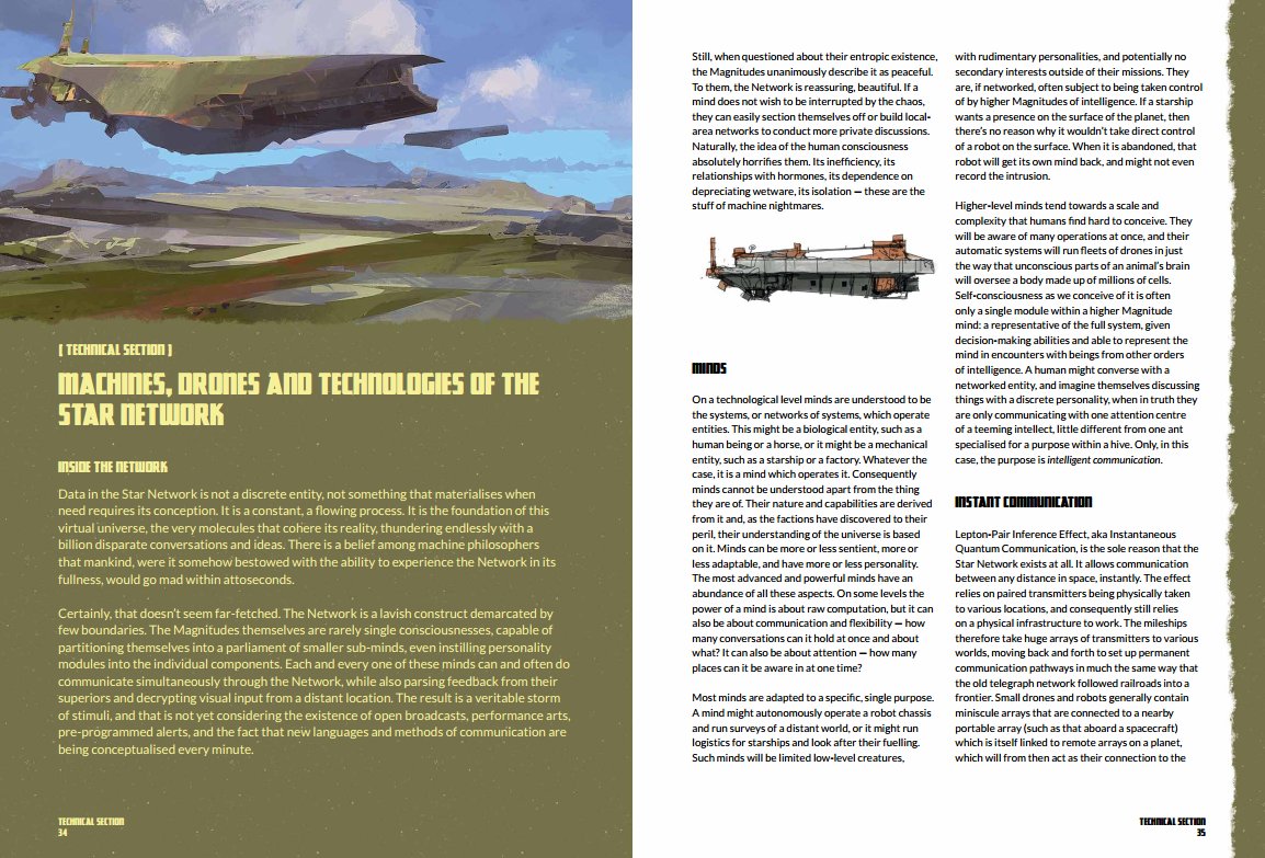 The fiction, much of which can be found in the PDF "manual", which acts as a sort of RPG sourcebook to the world, is one of my favourite things I have ever worked on, and  @casskhaw did an amazing job of conjuring concepts from the ether we& #39;d working so hard on.