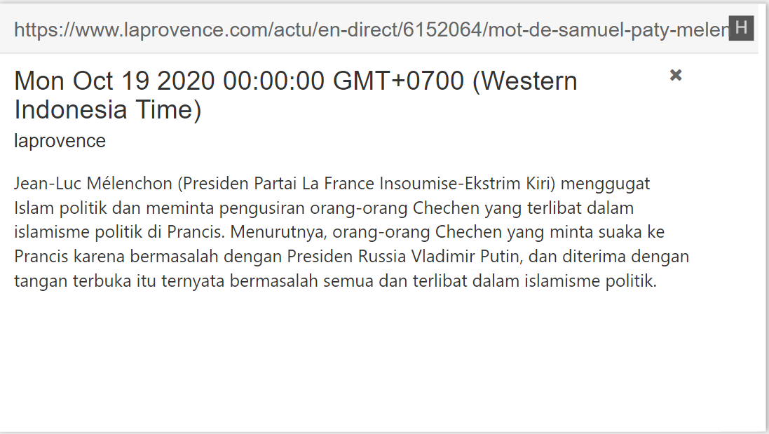 Selanjutnya kita geser semakin ke Kiri, Partai la France Insoumise (LFI) - yg secara politik termasuk Ekstrim Kiri,  @JLMelenchon. Statemennya gak tampak "kekiriannya". Di sini dia keras banget thd imigran/peminta suaka, khususnya dari Chechen, dan yg terlibat Islam Politik.