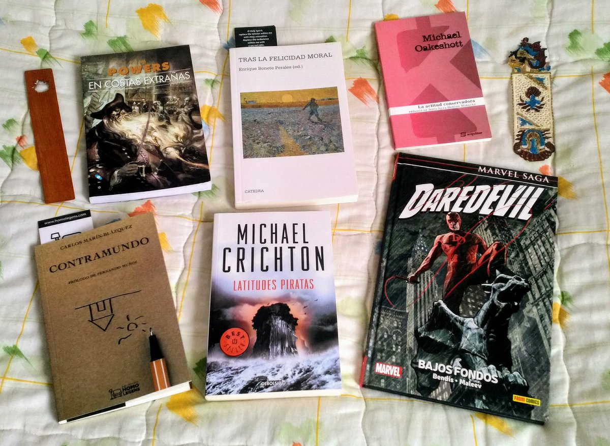 rubendgu's tweet photo. Mis lecturas para #Noviembre:
Historias de piratas 🏴‍☠️ (incluida la inspiración de #MonkeyIsland), el aforístico #Contramundo de @marin_blazquez, #filosofía para el alma, #Conservadurismo para la mente, y la continuidad de las aventuras y desventuras del #HombreSinMiedo #Daredevil https://t.co/VHnbyjuP68