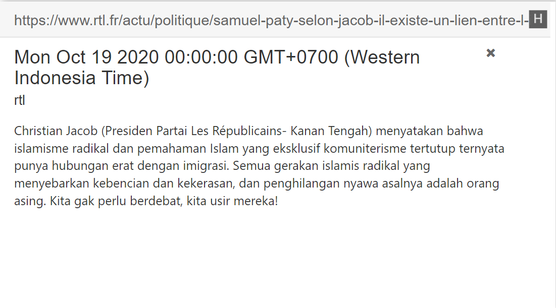 Skrg kita geser ke kanan lagi, cek pernyataan politisi dari  @lesRepublicains, Christian Jacob, yg tampaknya marah betul thd Islam radikal. Tampak sekeali sentimen xenophobia-nya, benci banget orang asing. Biasanya Partai ini gak begini banget, setahuku. Dan ini menyeramkan.