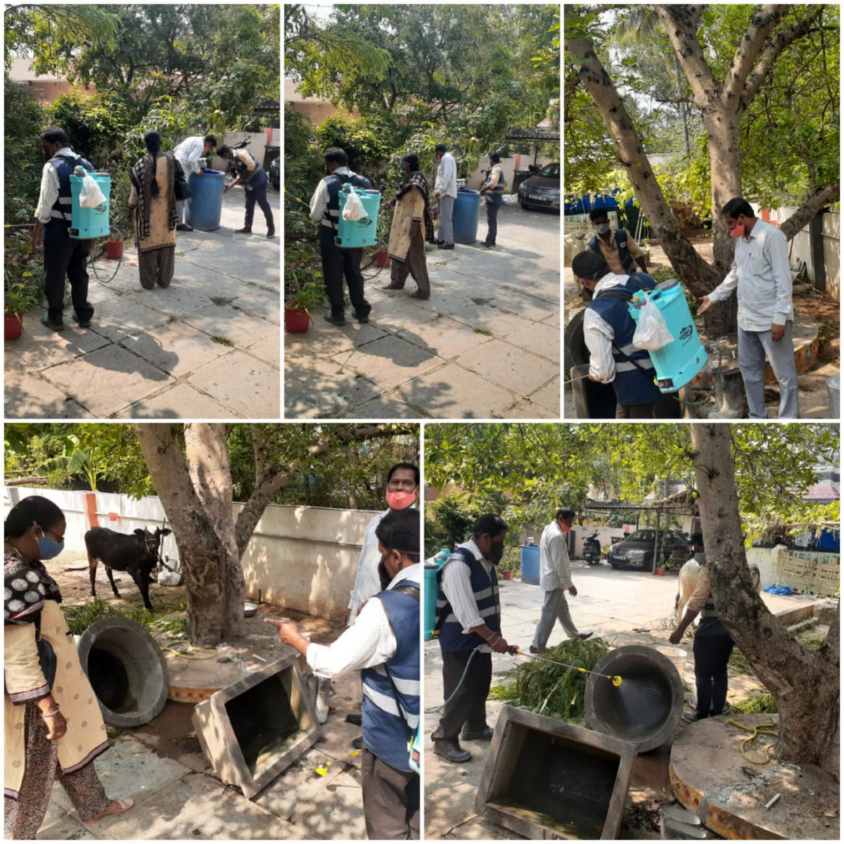 Disinfection spraying activities at flood effected area, poolbagh colony, Ferozguda,120 division Balanagar, circle 24, Kukatpally zone.