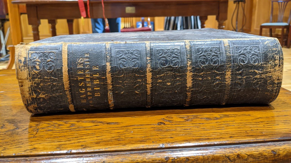 This Chonk of a Bible was presented to John Alexander, the first Minister (he' basically the founder) of the Church.