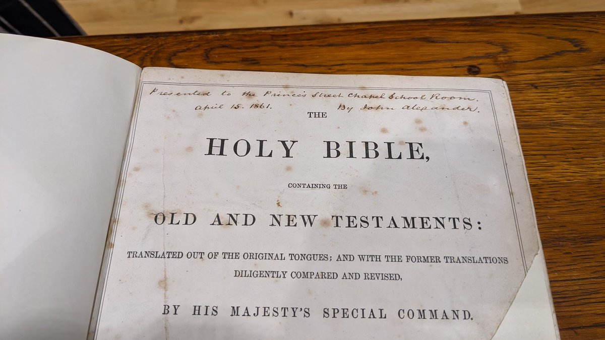 This Bible was presented to the Church School by the founder of the Church itself (and inscribed in his own hand), in 1861.