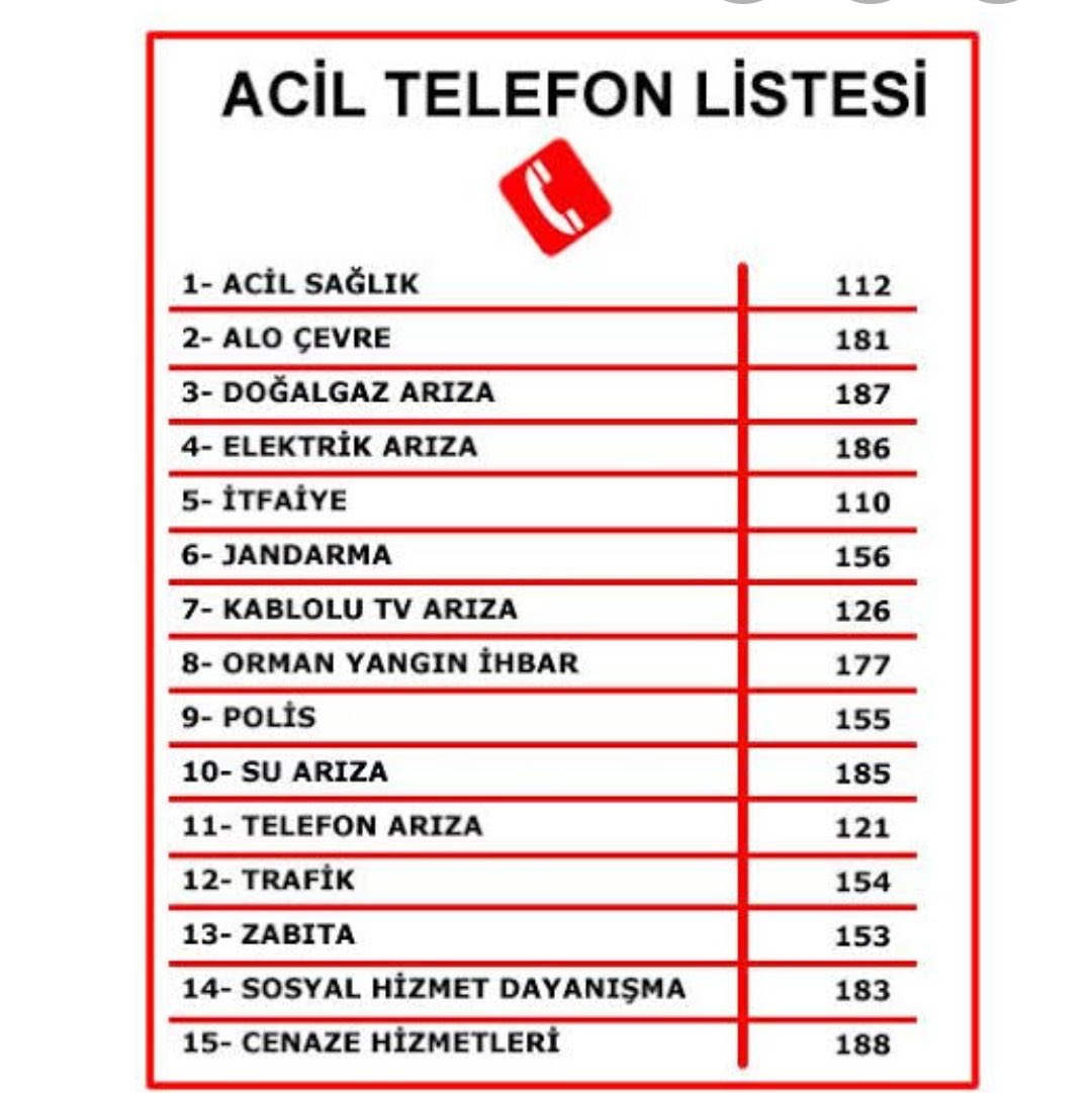 Acil Tlf listesi,panikle unutulabiliyor,lütfen rt paylaşım yapalım.
 #deprem