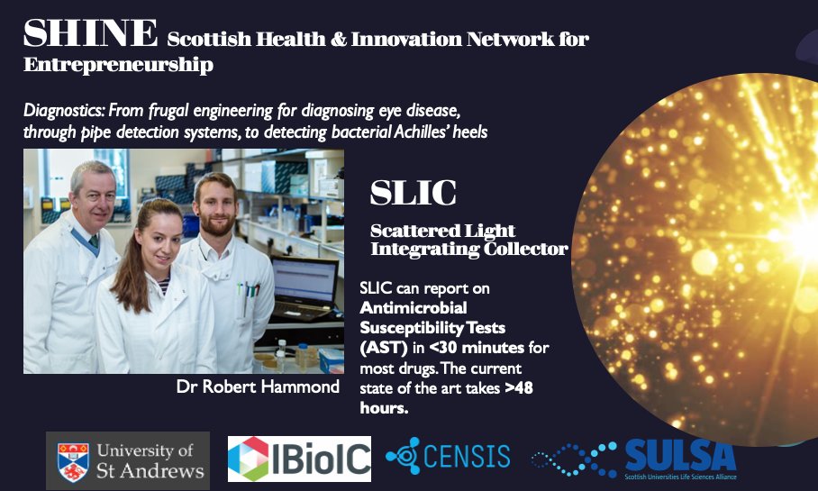 GossGroup's tweet photo. SHINE-Online Diagnostics - this Monday, 7pm.

Excited for Robert Hammond's talk on SLIC!
   
Entrepreneurial development of technology enabling antibiotic susceptibility to be determined - not in days, but in minutes! 
#AMR 
#Lifesaving 

Register at:https://t.co/3NQiySOVP3 https://t.co/F57m9qm75P