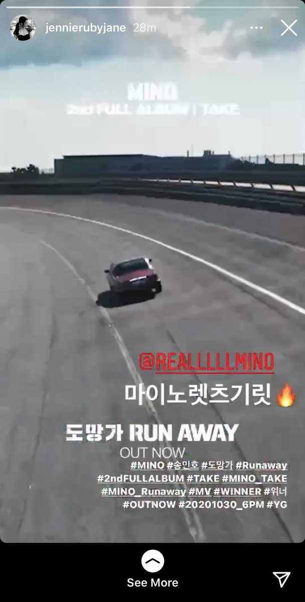 Jennie support him too  #RUNAWAY_OUTNOWRUN AWAY WITH MINO  #TAKE_ALBUM_OUTNOW @official_mino_  #MINO 위너 송민호