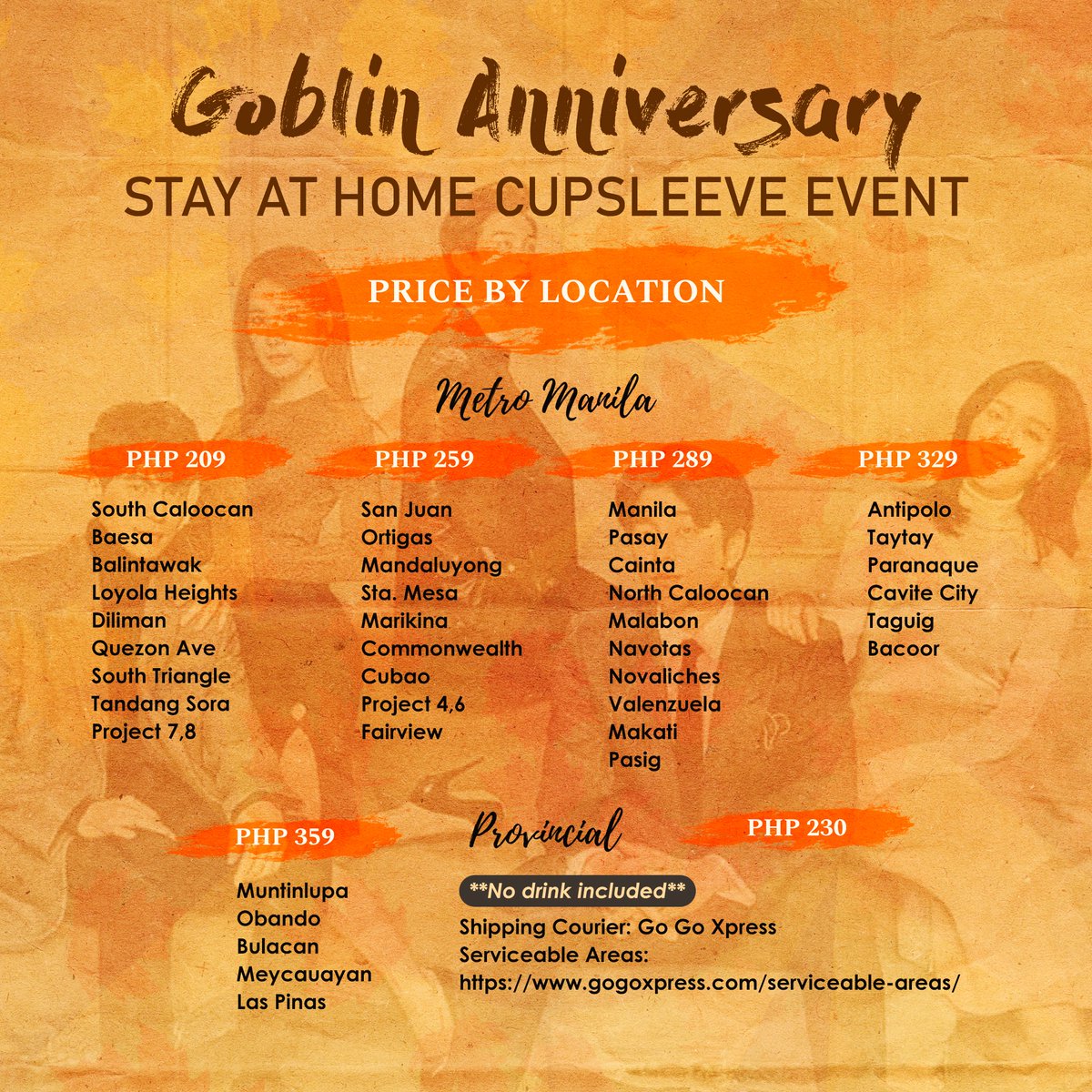 Cut-off for Metro Manila and Greater Manila Areas: 11/24Delivery of orders: 12/2For provincial orders: 11/16Shipping date: 11/23Other pertinent details may be found in the poster. For questions, please DM your respective FCs.  #4YearsWithGoblin   #GoblinSquadPH