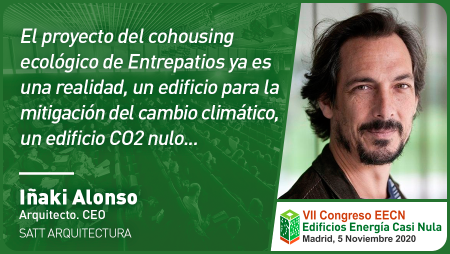 CongresoEECN's tweet photo. Entrevista Iñaki Alonso @inaki_satt @sAtt_arq que presenta ponencia "#Entrepatios - Las Carolinas, un cohousing ecológico #EECN, CO2nulo y de madera" VII Congreso #EdificiosEnergíaCasiNula #CongresoEECN7 5/11 @LaNaveMadrid Organiza @grupotecmared @mitmagob https://t.co/U7Ju7XsvBG https://t.co/hj5qSmoFW9