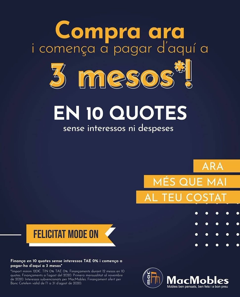 Florimueble's tweet photo. En momentos difíciles os ayudaremos en todo lo que podamos, ahora más que nunca a vuestro lado! ❤
Compra ahora y pagalo en 2021...
.
#MacMobles #Florimueble #MacDescans
#muebles #descanso #decoración
#FinanciaciónGratuita
#máximaconfianza
#LaLlagosta
#SantaPerpetuadeMogoda https://t.co/ySdraAikHZ