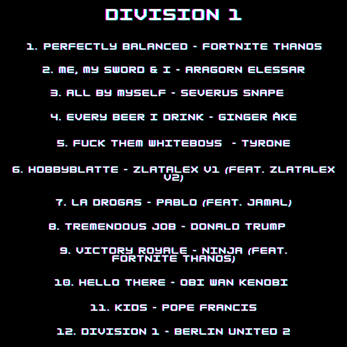 ParkerRaey's tweet photo. #BREAKING: The @BerlinUnited2 music album #division1, will releases today. A long time in the making, with songs incorporating many different genres, #division1 is an absolute blast. My personal favorite? Perfectly Balanced by @JoeThanos. https://t.co/48cLb6bZ33