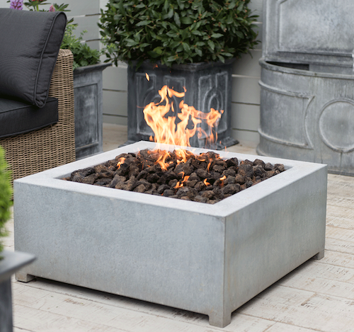 Don’t be stuck indoors this winter! Gas #firepits available in 3 designs: The Square, The Slim &amp; The Round. Fueled by natural gas or LPG, emulating a natural wood fire. In hot dip zinc steel with a zinc top which enables it to be used as a table @APG_Zincware