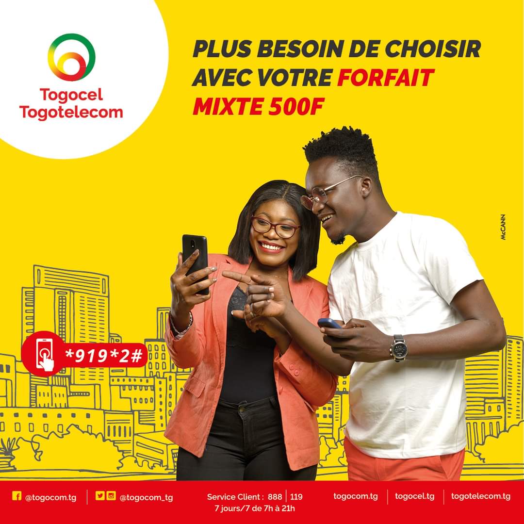 ProfABAWOE's tweet photo. Plus besoin de choisir !
Votre forfait mixte 500f vous offre désormais 2400 f en appel vers Togocel au lieu de 1500 f + 500f vers tous réseaux + 50sms+ 50Mo
Rechargez vite au *919*2*1#. Togocom change pour vous.
#Togocom #4G #ForfaitMixte #TogocomChangePourVous @togocom_tg https://t.co/QEQsXzoCvd