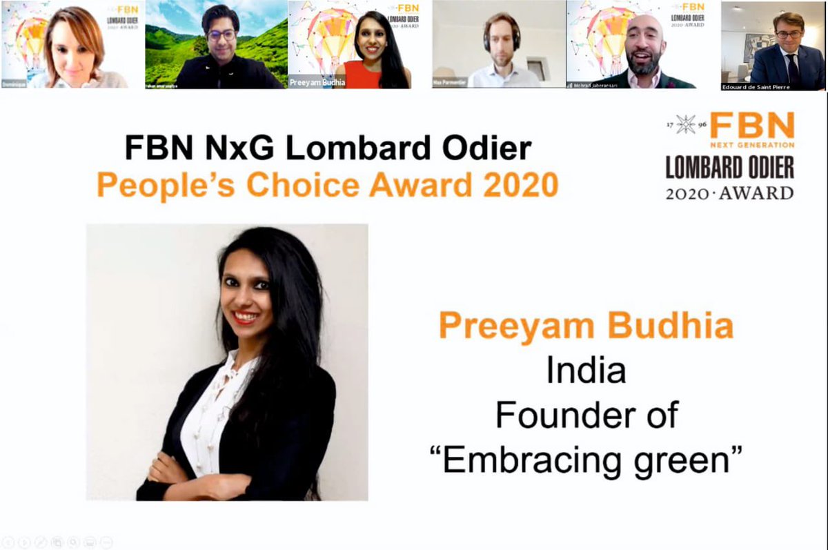 Super excited to win the <a href="/FBNSummit/">FBN - The Family Business Network</a> NxG People's Choice Award 2020 for my social impact project #EmbracingGreen focused on #WaterConservation. Honored to have represented India internationally. #PattonIndia