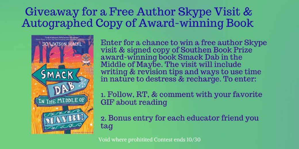 JoHackl's tweet photo. #giveaway alert. Last day to enter for a chance to win the #SEL #book &amp; #authorvisit giveaway below. To enter: Follow/RT/comment w/ fav GIF. Bonus entry for each person who follows @Mrs_Ennis_OMS &amp; for each #teacher or #librarian you tag https://t.co/3GXGWEYCrk