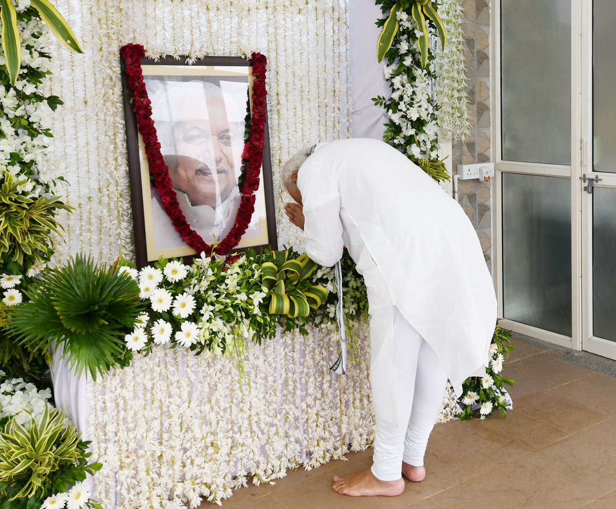 In Gandhinagar, went to the residence of late Shri Keshubhai Patel and paid tributes to him.