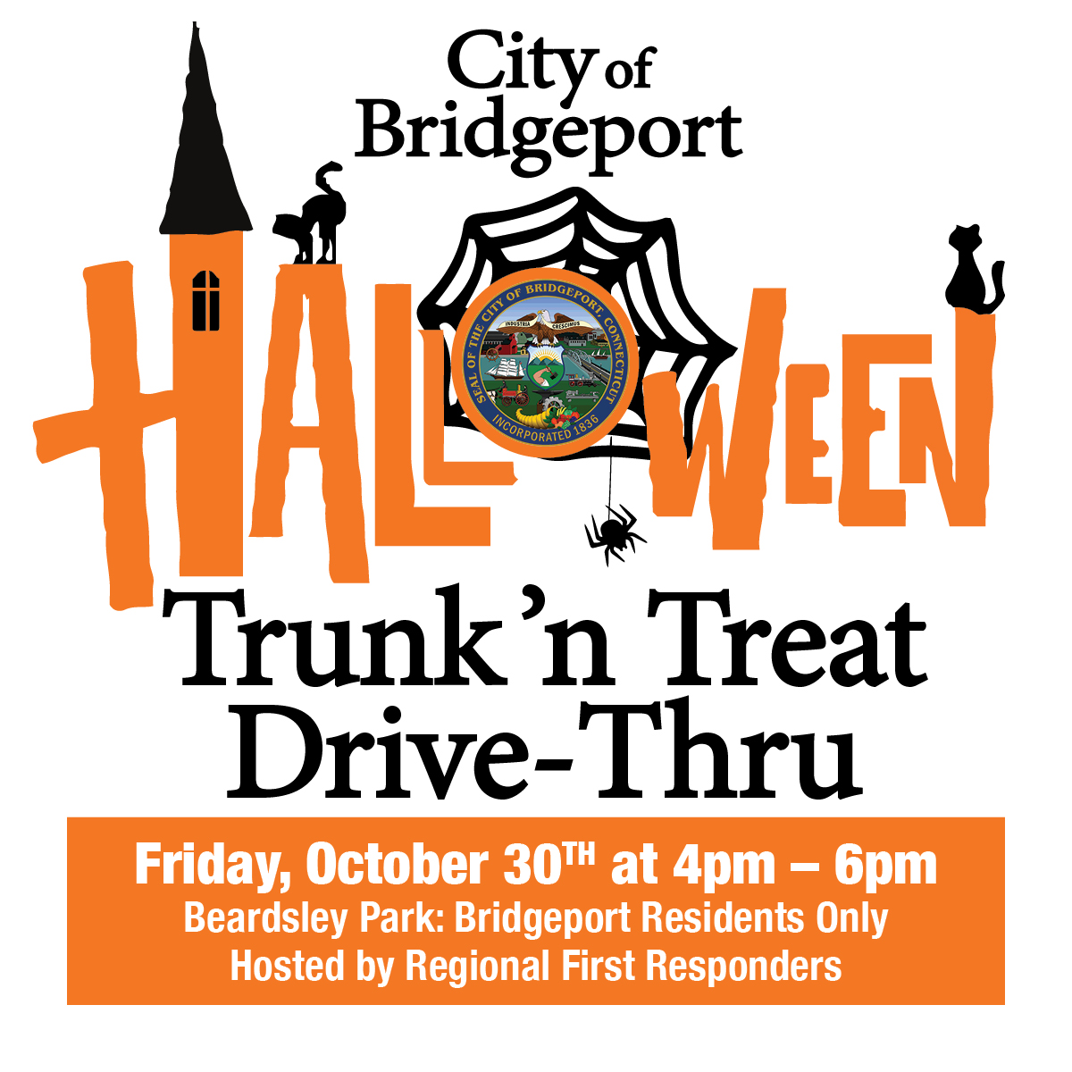 CityofBptCT's tweet photo. Trunkโn Treat drive thru
TODAY Friday, October 30th
Beardsley Park
4pm โ 6pm
#Bridgeport residents only. Please bring ID.
#Halloween #BridgeportPD https://t.co/rhkGiSiB9a