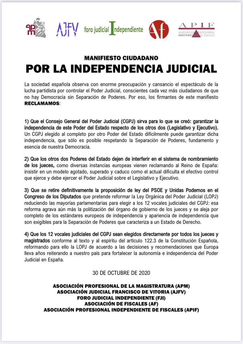 JudgeTheZipper's tweet photo. No creo en la magia de Twitter y nunca he pedido nada por aquí. Pero hoy voy a hacer una doble excepción: os pido que, por favor, leáis este manifiesto ciudadano sobre la independencia judicial y, si estáis de acuerdo con él, firméis en el enlace. Gracias.
https://t.co/RyLAM1VPfY https://t.co/J1ZMrHsneZ