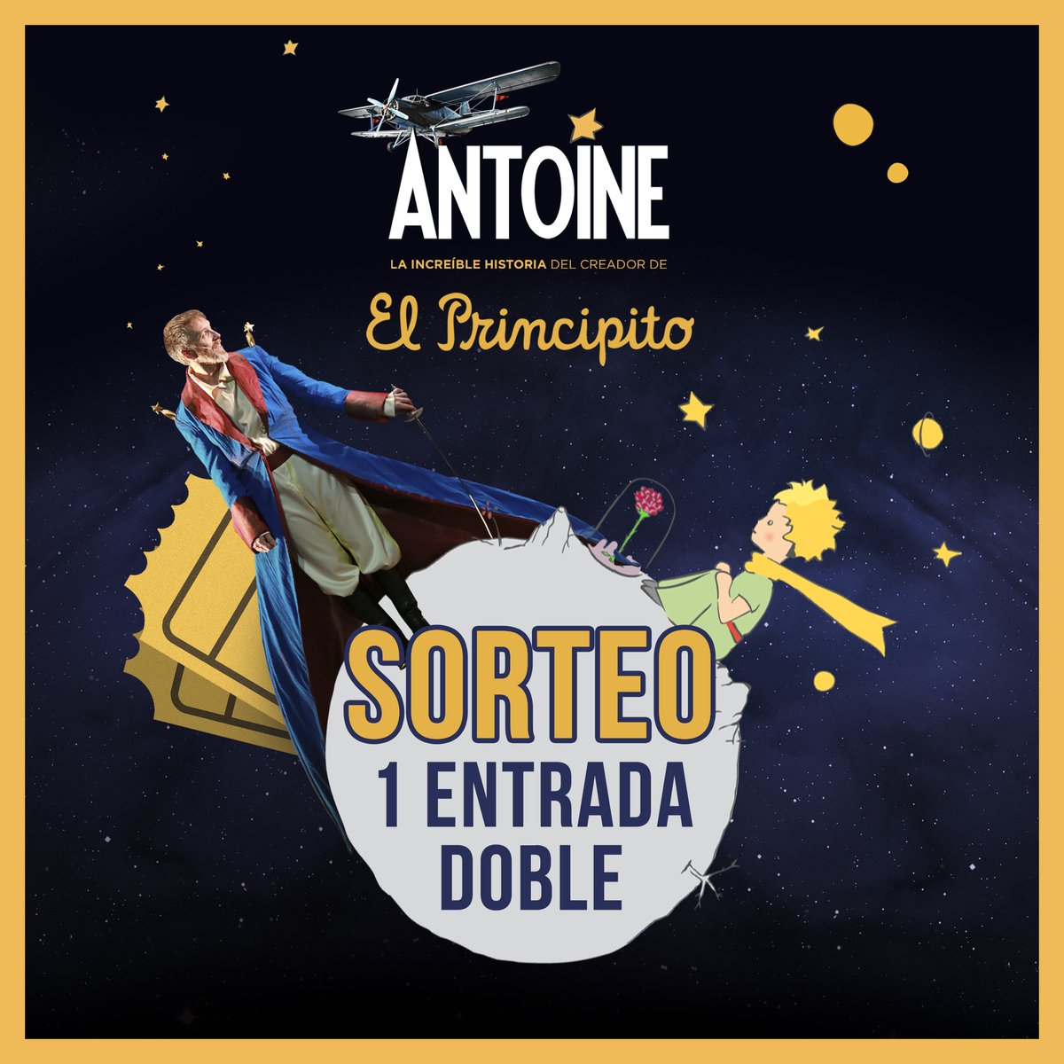 laobradeantoine's tweet photo. 📣 ¡Atención!
Pásate por nuestras cuentas de Facebook e Instagram, ¡estamos de ⭐️SORTEO⭐️! Participa y gana 1 entrada doble para asistir a #LaObraDeAntoine en su parada por el @TeatroCofidis de #Madrid.

#Musical #teatro #ElPrincipito @shuarmamusic @javier_navares @_BeatrizRos https://t.co/JJC8eLmqbz