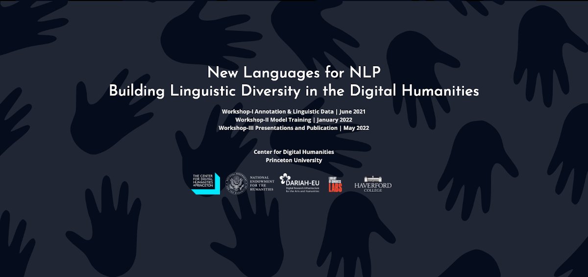 DARIAHeu's tweet image. Thanks to the the generous support of @NEH_ODH, DARIAH is joining forces with @PrincetonDH and @LC_Labs to deliver NLP training for humanists working on lesser-resourced languages. 

dariah.eu/2020/10/30/dar… #globalDH #NLP