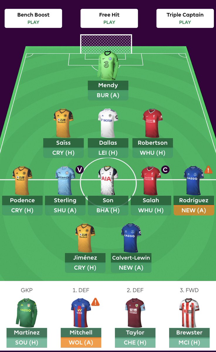 GW7 team locked in None transfers made.Salah Rolling the transfer seems to be the correct move. Gives some more room for changes to GW8 as well. Please share your  #FPL thoughts below   #FPLCommunity