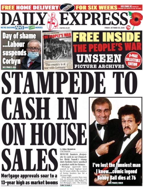Fantastic #frontpage coverage in the <a href="/Daily_Express/">Daily Express</a> today!
Read what <a href="/jonathansealey/">Jonathan Sealey</a> has to say about the current housing market and the role #specialistlending has to play. Full story here: bit.ly/34E8plm 
#housingmarket #bridgingfinance #rishisunak #mortgages