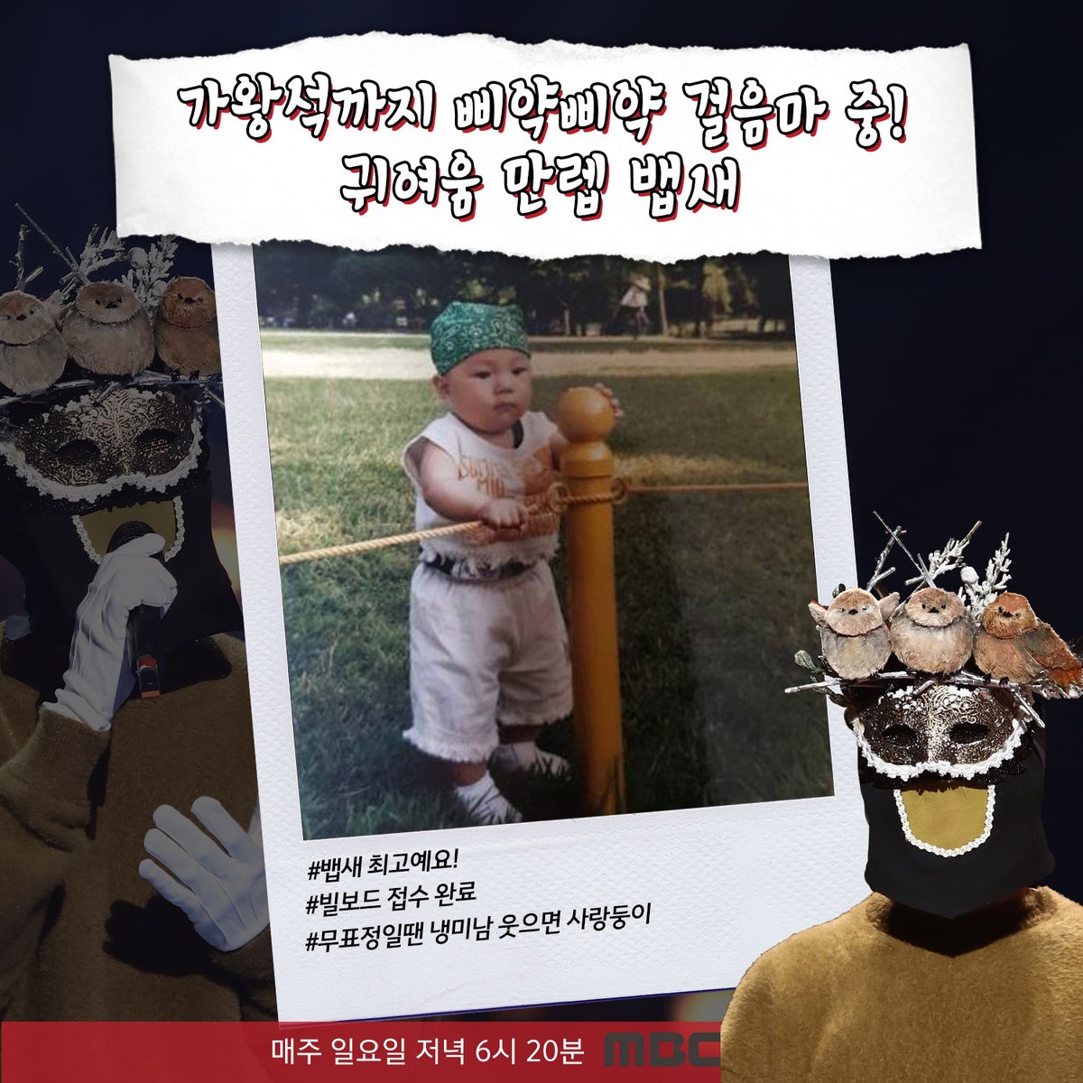 MBC_entertain's tweet photo. 이번 주 복면가수 힌트가 도착했습니당!🤩
가왕석까지 삐약삐약 걸음마 중!🐦 귀여움 만렙 #뱁새
호불호 없는 극호보이스!🍍 리틀 #파인애플피자
그들의 정체는~?🤔
#복면가왕 일요일 오후 6시 20분 https://t.co/MHxn61A2Qu