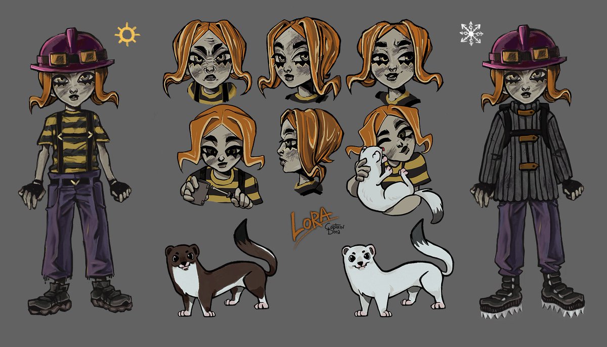 captaindoraora's tweet photo. Lora is a hardworking girl who lives below ground with her pet, an ermine. 
#oc #originalcharacter #digital2D #characters #concept #conceptart #charactersconcept #characterdesign #gameart #art #artist #digitalart #digital #draw #drawing #artwork #digitalpainting #digitalart https://t.co/j67VtzpI25
