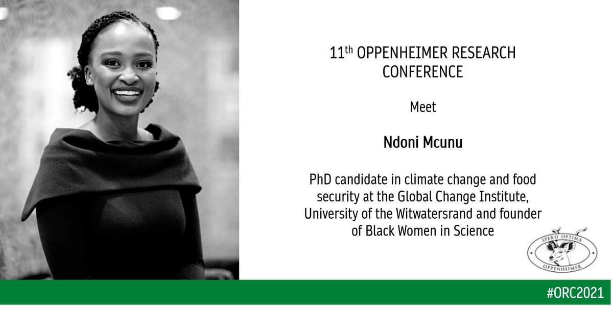 OppGenRC's tweet photo. @NdoniMcunu, PhD candidate in climate change and food security at @WitsGCI, she will be providing her expert opinion during the panel discussion themed: Socio-economic impact of climate change. See you there! #Climatechangeoceans #ORC2021 https://t.co/tqwC6iQDvb
