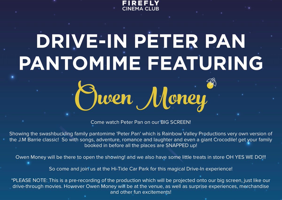 Watch this great pantomime on the big screen from 12th December till the new year. For all details, prices and to book online go to fireflycinemaclub.co.uk/pantomimes