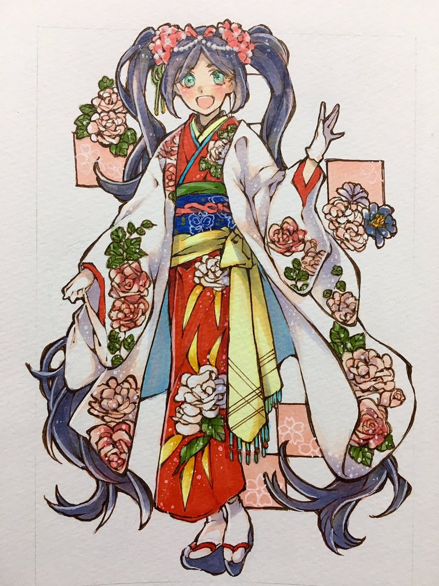 「昨日だったみたいですが(‾▽‾;) 和服なら結構描いたぞ〜  #和服の日」|杏@7/12 OC立ち絵🐈‍⬛のイラスト