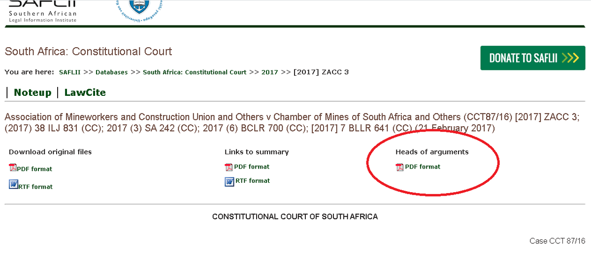 saflii's tweet photo. NEWS: You can now find heads of argument on SAFLII! To make your research and drafting easier and more convenient than ever, SAFLII has uploaded heads of argument for Constitutional Court cases from 2016 to the present. Check it out! #BeInformed #Litigation #OpenAccess #FreeLaw https://t.co/GBiDzegNaz