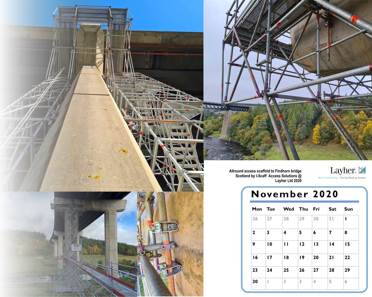 Layheruk's tweet photo. November desktop calendar- one of several bridge support piers, Findhorn Bridge, Scotland.
#layher #allround #technicasolutions #layheruk #collaborativeworking #strategicpartnership #technicalsupport #partnership #safety #layhersim #innovation #digitaldesign #i-scaff #iscaff https://t.co/GRXhCCwEJe