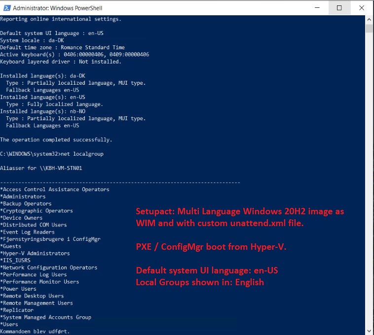 SuneThomsenDK's tweet photo. When reading @mniehaus blog post https://t.co/DPhlfpYHGk I do understand the changes made to Windows 10 (2004 and later) in a attempt to resolve the "InstallLanguage" issue for feature updates.

But I'm seeing different results using ISO and WIM🤔
#ConfigMgr #MEMCM https://t.co/iP8F8XG5Pf