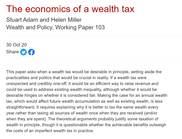 What are the economic principles of a wealth tax?  https://www.wealthandpolicy.com/wp/103.html  @HelenMiller_IFS  @TheIFS