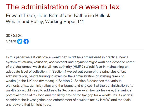 How would a wealth tax be administered, collected and enforced?  https://www.wealthandpolicy.com/wp/111.html  @edwardtroup  @BurgesSalmon