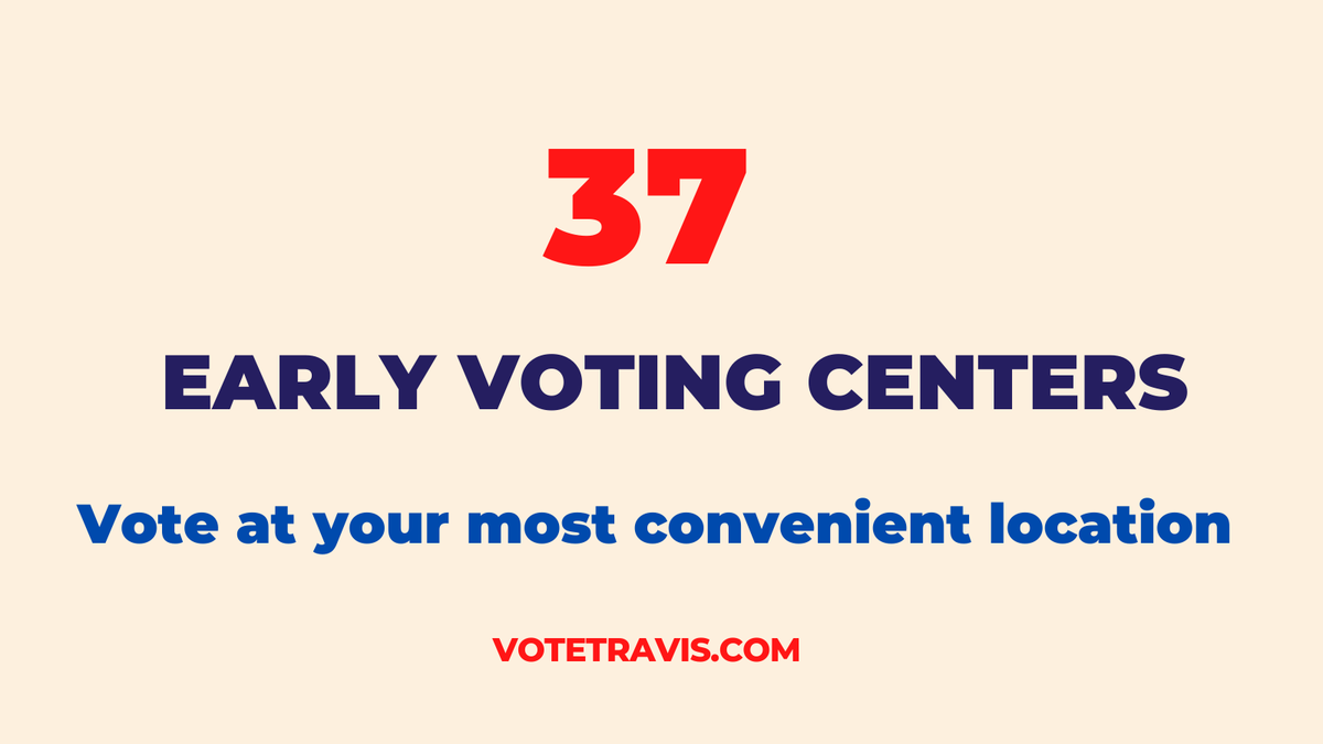 In Travis County you can vote at any of the 37 early voting centers. Pick the location that appeals to you the most or has the shortest wait time and go vote.