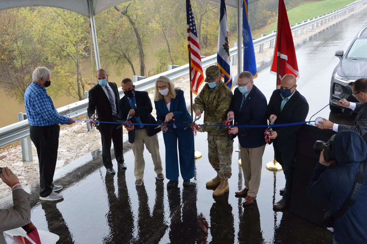 A Ribbon Cutting Ceremony celebrated the completion of the Streambank Stabilization Project at Water Street in Barboursville, WV. The project consists of river bank stabilization measures for over 800 feet along the Guyandotte River.