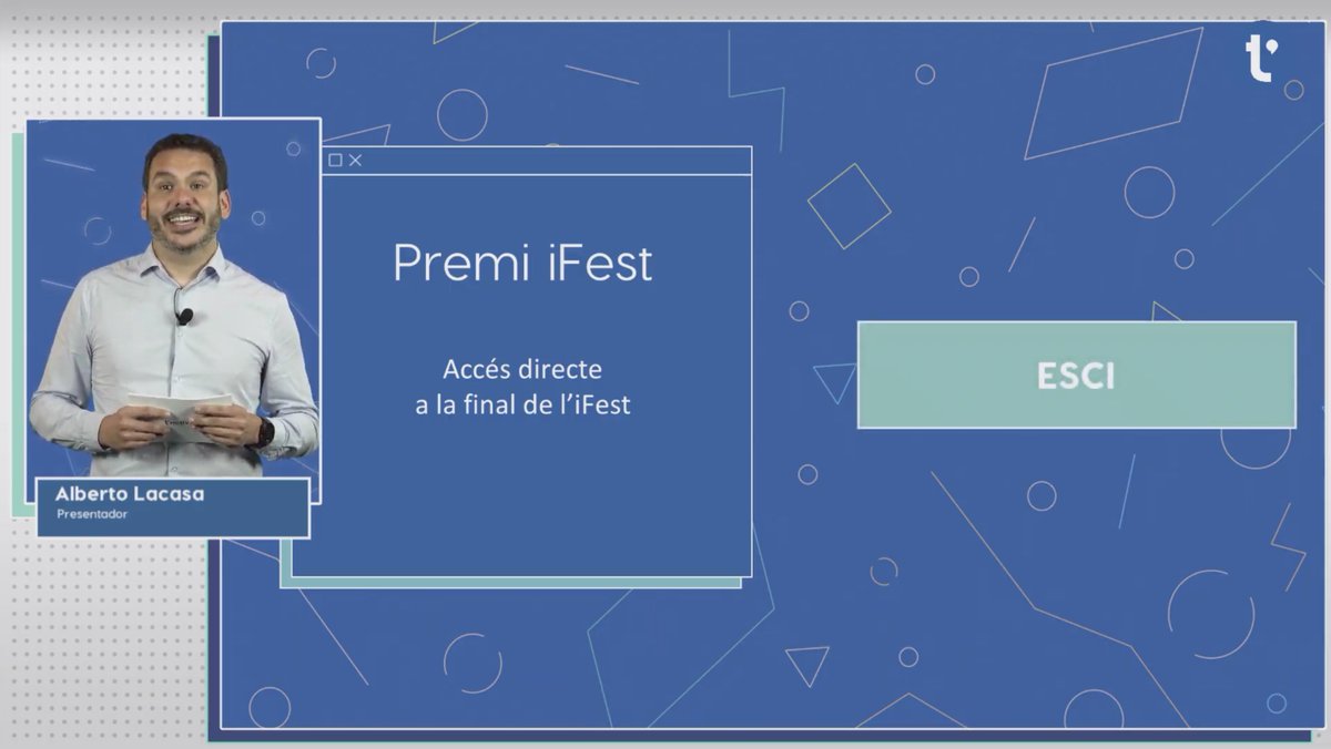 Tactiva_cat's tweet photo. 🏆 El premi de #iFest, que consisteix en l'accés directe a la final d'aquest concurs impulsat per @emprencat, és per a l'equip #ESCI 👏 #Tactiva2020 https://t.co/6WNpzjd0AS
