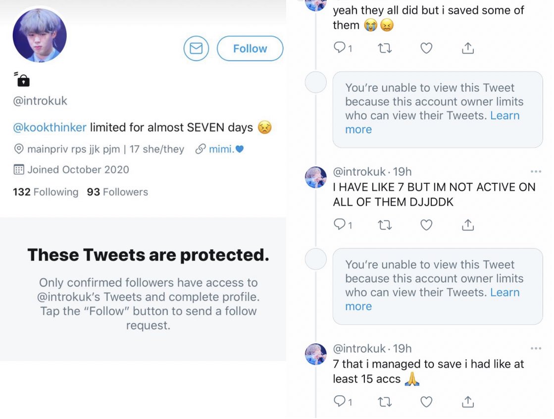 these people are all friends with bvlgarikoo and have engaged / followed their different accounts. last screenshot is bvlgarikoo on their (introkuk account) confirming they are kookthinker, also confirming they indeed run several accounts