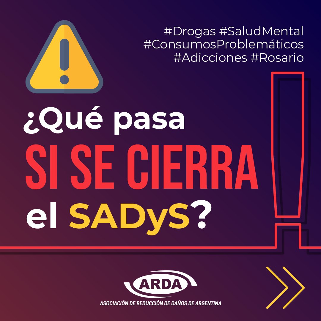 El SADYS surge en los años ‘90 como una respuesta alternativa a la psiquiatrización y el encierro lxs usuarixs de drogas.
Te invitamos a ver este post donde te contamos qué hace y por qué le reclamamos a las autoridades del <a href="/GobSantaFe/">Gobierno de Santa Fe</a> una inmediata respuesta: