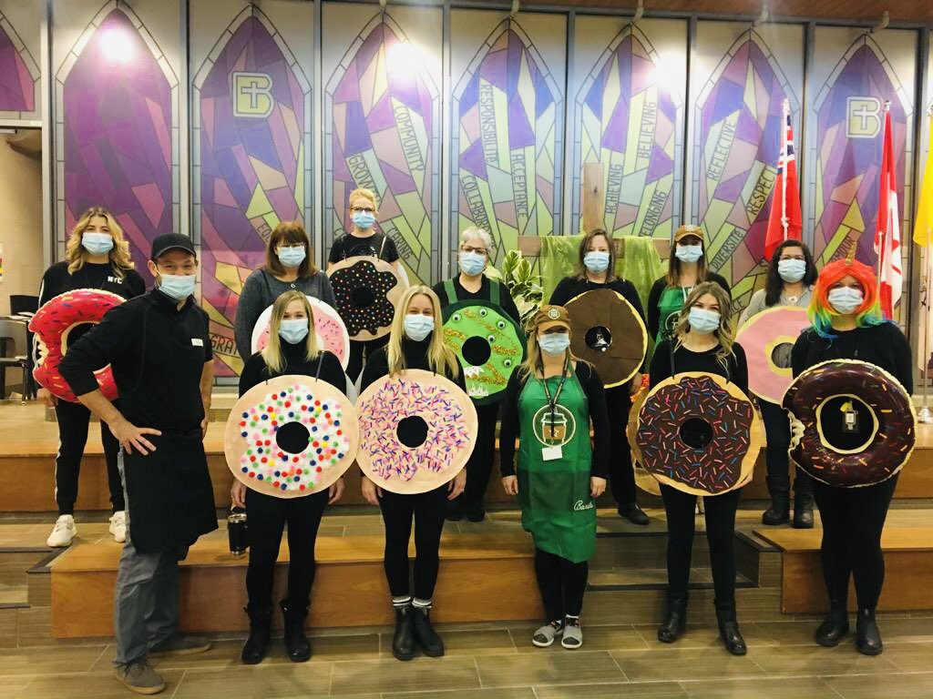 A Baker, a Dozen of Donuts &amp; two Baristas  ‘bake’ our St.Benedict community a better place by sharing their talents with us each day <a href="/HCDSB/">Halton Catholic DSB</a> #Halloween2020