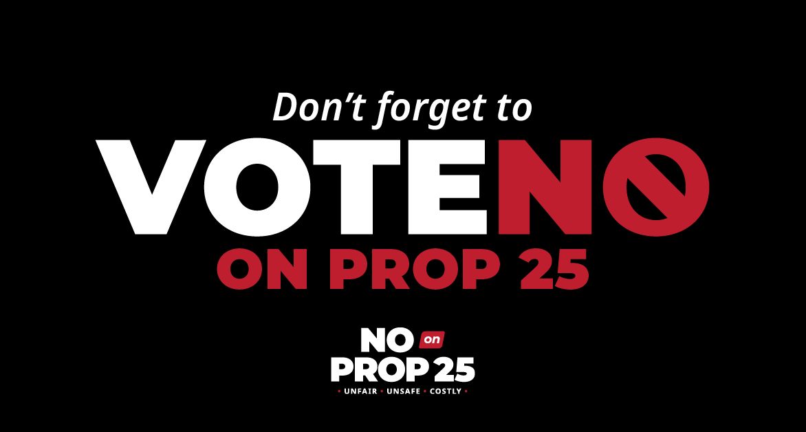 stopprop25's tweet photo. We are only DAYS away from Election Day and YOUR VOTE matters. YOU can make a difference. Say NO to racial bias and vote NO on Prop 25! #StopProp25 https://t.co/OCxr3V3uIk