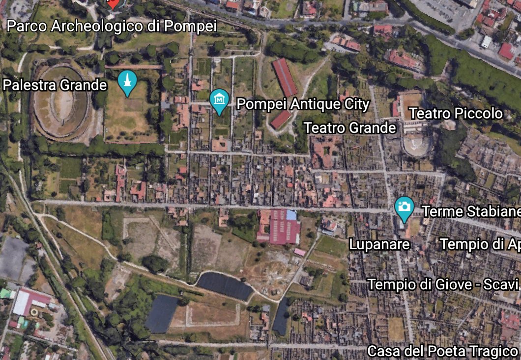 As seen here, the amphitheater was walking distance from many of the homes in Pompeii-- explaining the large crowds at gladiatorial events. Next, I looked at Domus Sirici. It was owned by Publius Vedius Siricus who "belonged to the political and trade class of Pompeii" [2]. /3